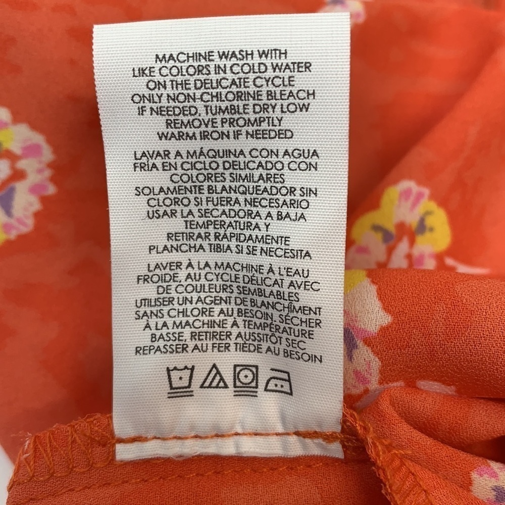 Cabi #5550 orange floral sleeveless V neck top EUC S - Picture 9 of 9